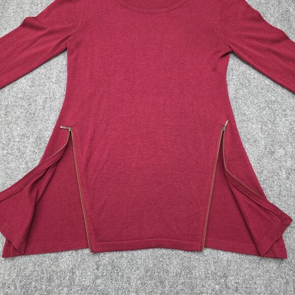 Soft Surroundings Sweater Tunic Womens Medium Burgundy Zip Hemp Tencel Cashmere - Picture 12 of 16